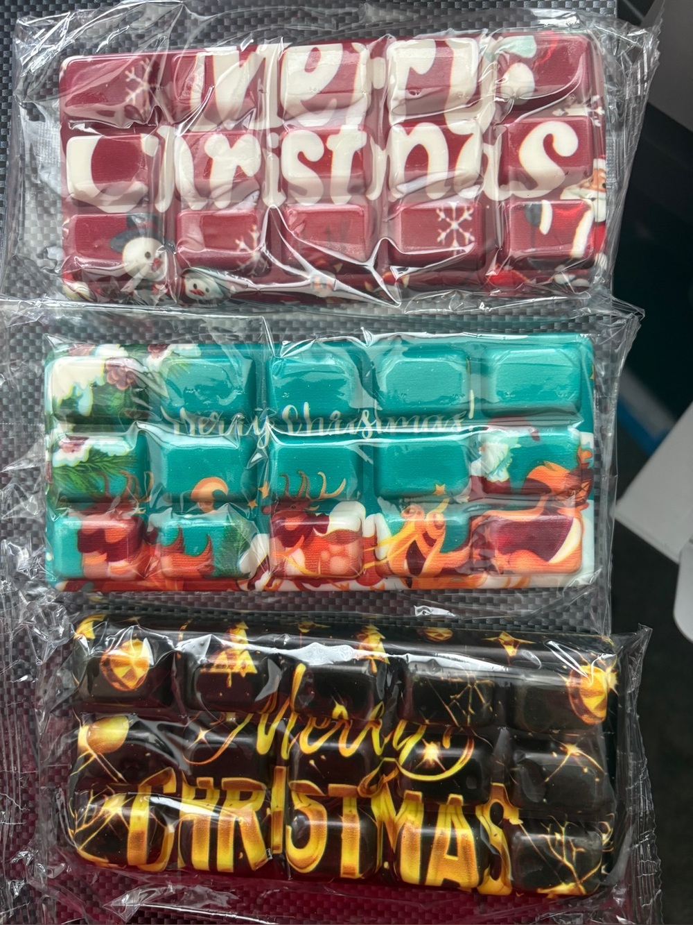 Merry Christmas Chocolate Bar - Red, Teal & Black Decorative Holiday Squishy!
